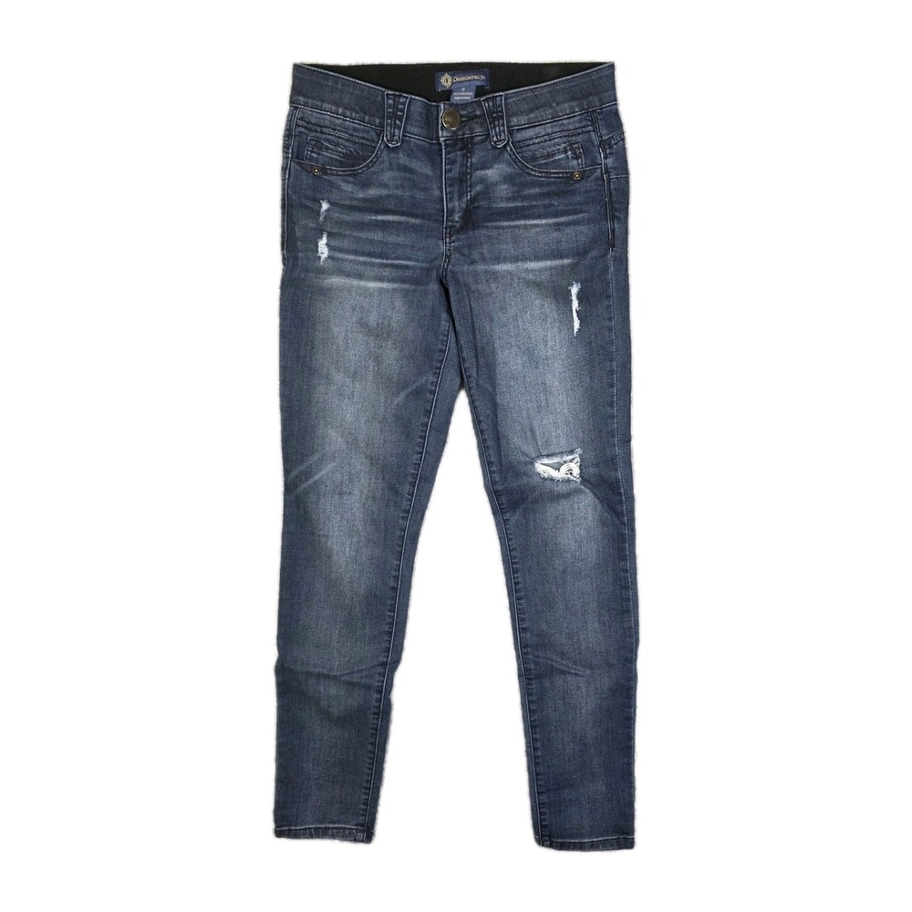 Democracy Absolution Luxe Touch Jeggings Size‎ 6 Blue Distressed Skinny Jeans
